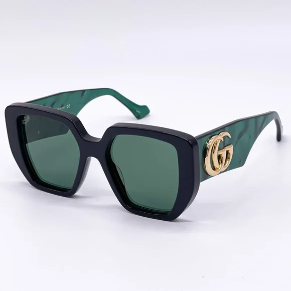 NEW GUCCI GG0956S 001 BLACK GREEN WOMEN’S GUCCI SUNGLASSES NEW COLLECTION - Picture 9 of 13